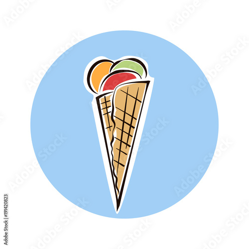 Hand drawn ice cream icon . Vector isolated
