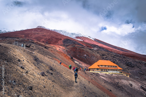 Cotopaxi - August 18, 2018: Refuge at 5000 meters of altitude in Cotopaxi National Park, Ecuador photo