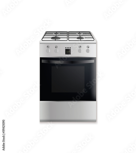 Gas stove isolated on a white background. Vector realistic illustration.