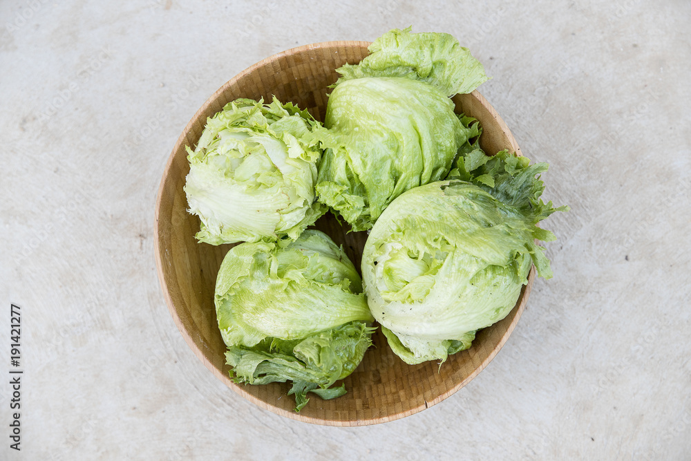 Bowl of iceberg lettuce Bowl of iceberg lettuce