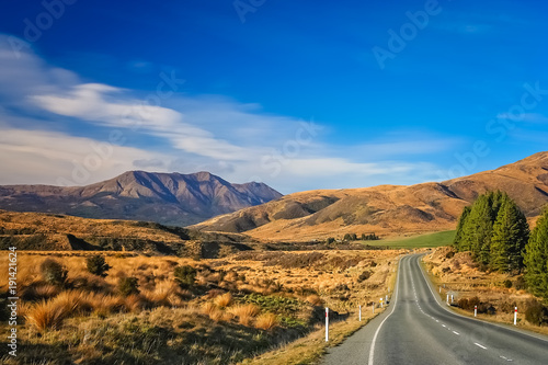 Beautiful road through New Zealand South Island