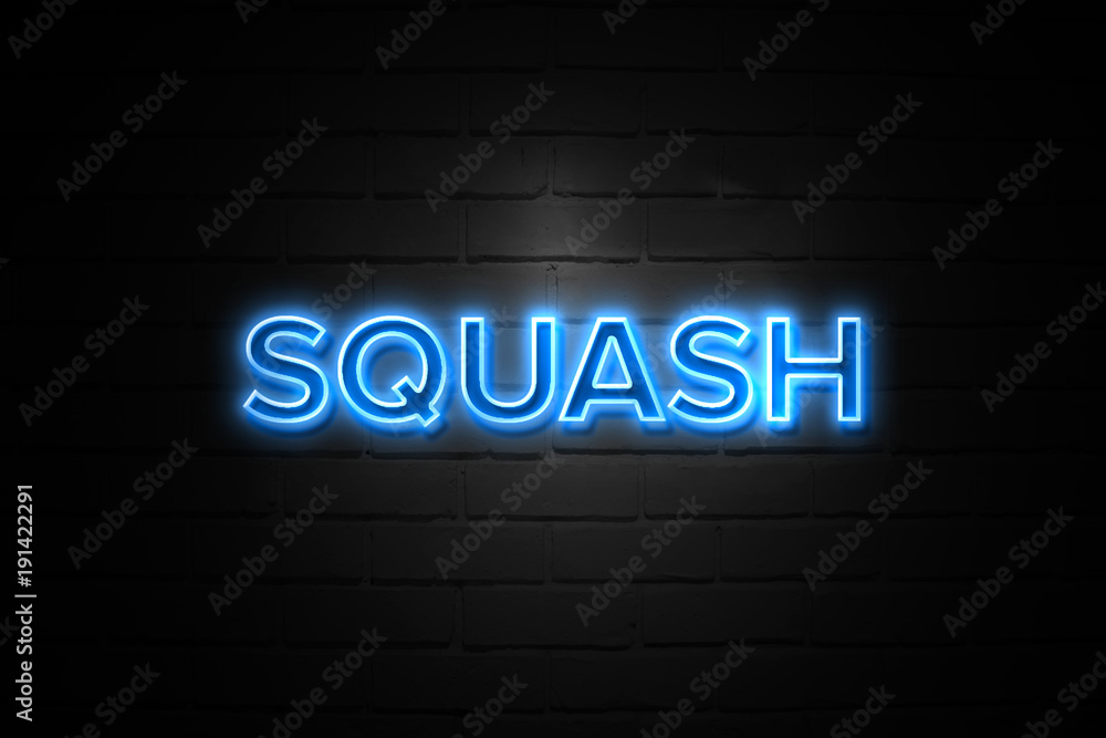 Squash neon Sign on brickwall Squash neon Sign on brickwall