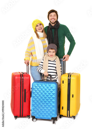 Happy family in warm clothi...