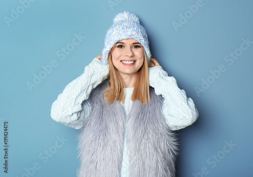 Young woman in warm clothin...