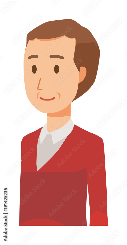 A middle-aged man wearing a sweater. oblique angle A middle-aged man wearing a sweater. oblique angle