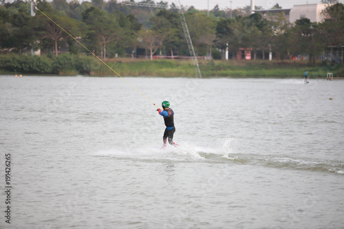 Surfing at the water sports arena. photo