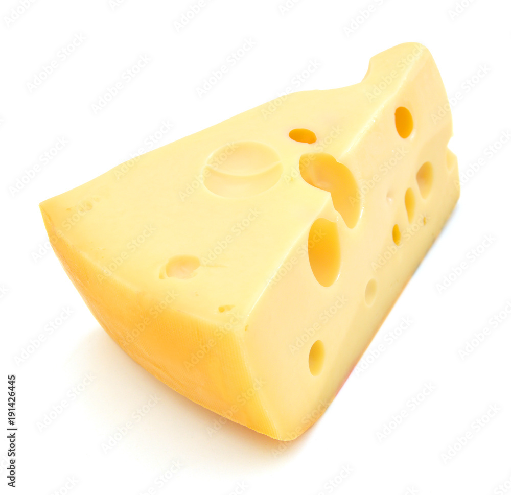 piece of cheese isolated on a white background piece of cheese isolated on a white background