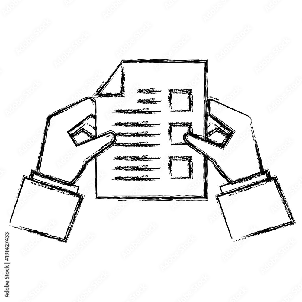 hands with paper document isolated icon vector illustration design