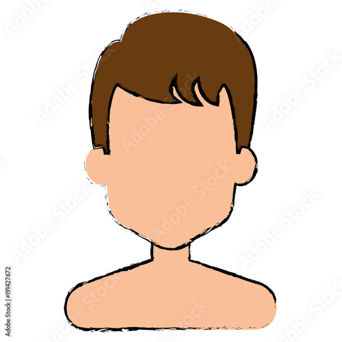 young man shirtless avatar character vector illustration design