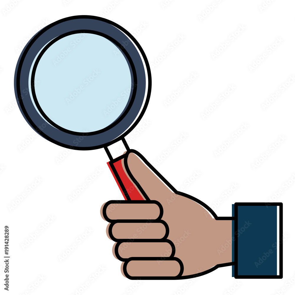 hand with magnifying glass isolated icon vector illustration design hand with magnifying glass isolated icon vector illustration design