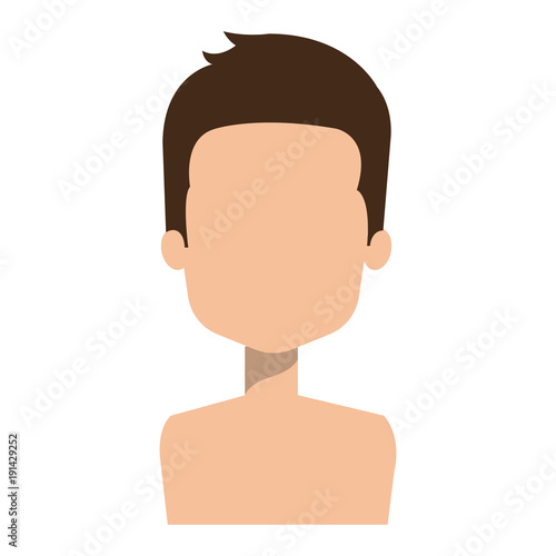 young man shirtless avatar character vector illustration design
