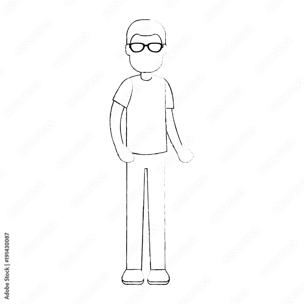 young man avatar character vector illustration design