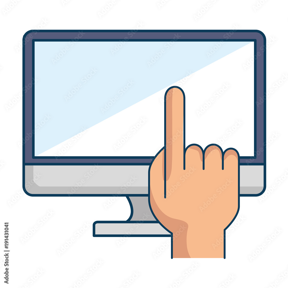 monitor computer with hand user vector illustration design monitor computer with hand user vector illustration design