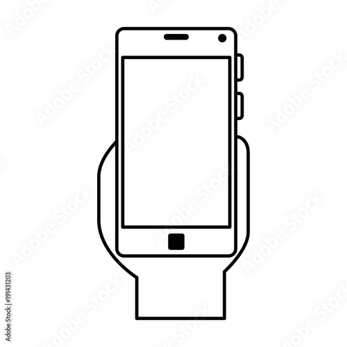 hand user with smartphone device isolated icon vector illustration design