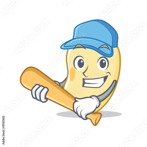 Playing baseball soy bean character cartoon