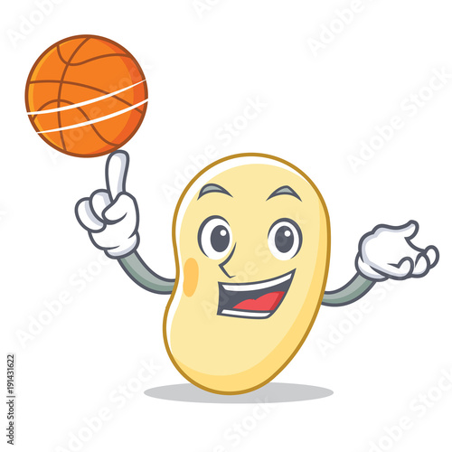 With basketball soy bean character cartoon