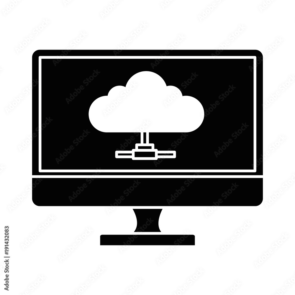 monitor computer with cloud computing vector illustration design monitor computer with cloud computing vector illustration design