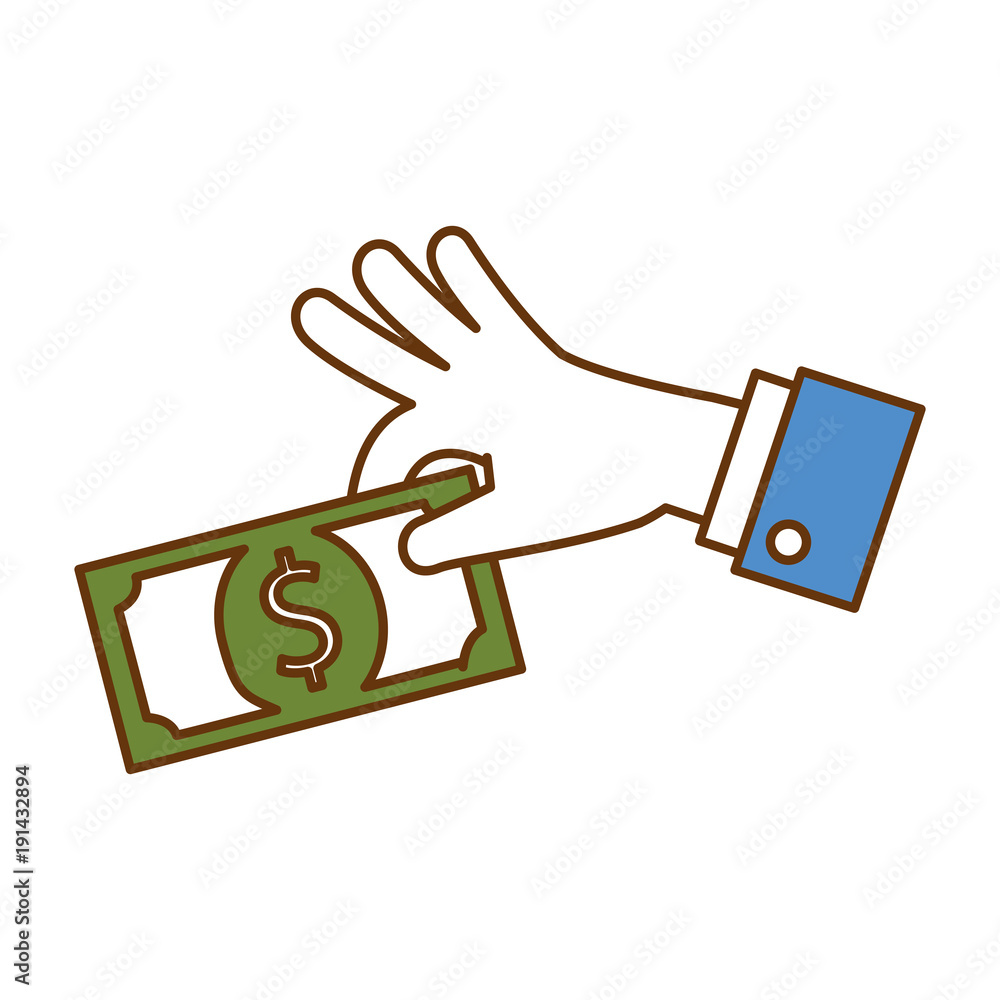 hand with bill dollar money icon vector illustration design hand with bill dollar money icon vector illustration design