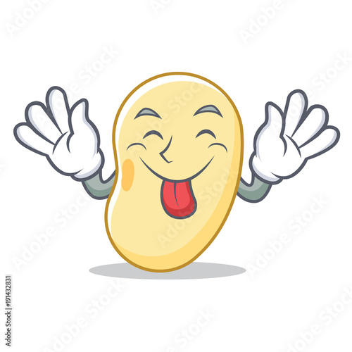 Tongue out soy bean mascot cartoon
