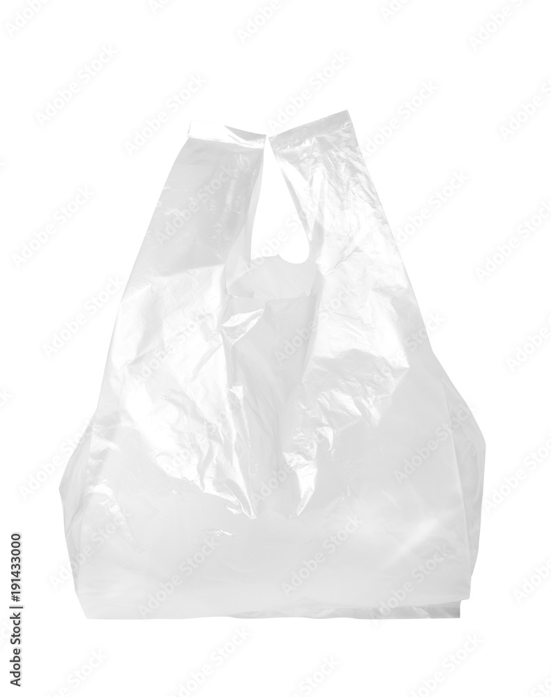 transparent plastic bag isolated on white background Stock Photo