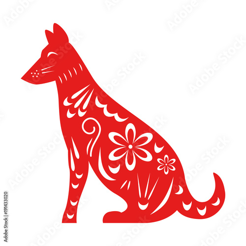chinese dog silhouette isolated icon vector illustration design