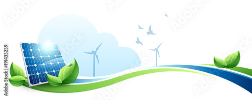 Obraz na płótnie Ecologie Panneaux Solaires Eoliennes w salonie