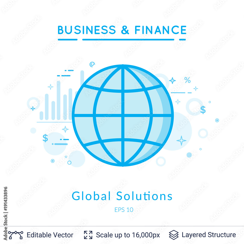 Global solutions symbol on white. Global solutions symbol on white.