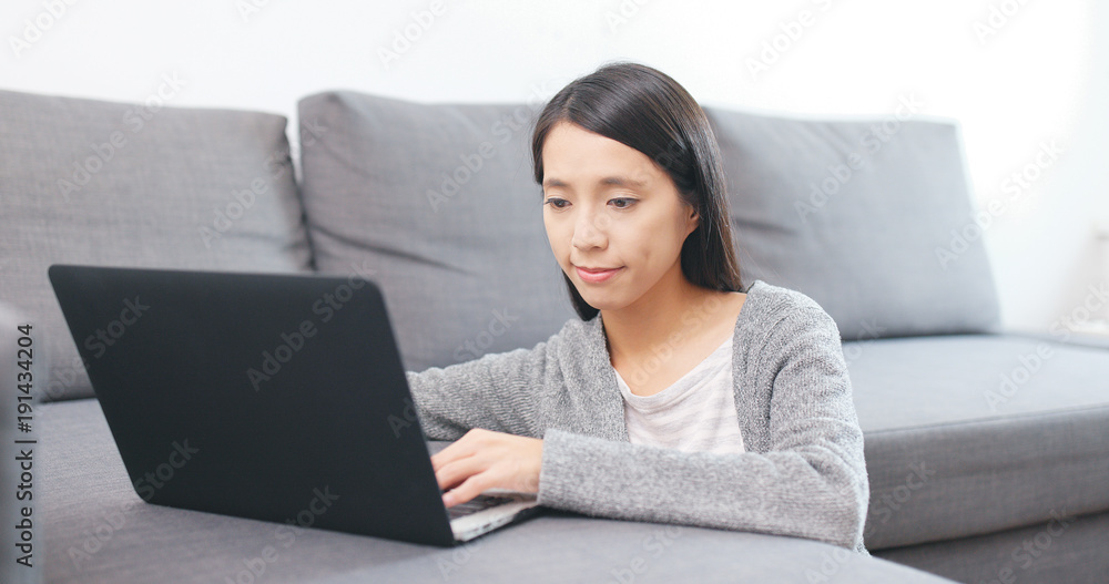 Woman use of laptop computer at home Woman use of laptop computer at home
