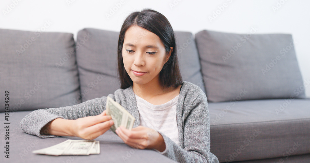 Woman counting money banknote Woman counting money banknote