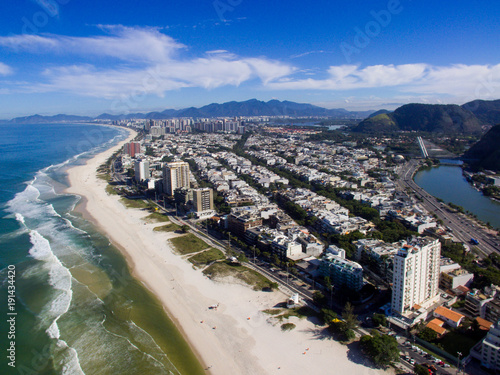 Drone photo of Barra da Tijuca beach, Rio de Janeiro, Brazil.