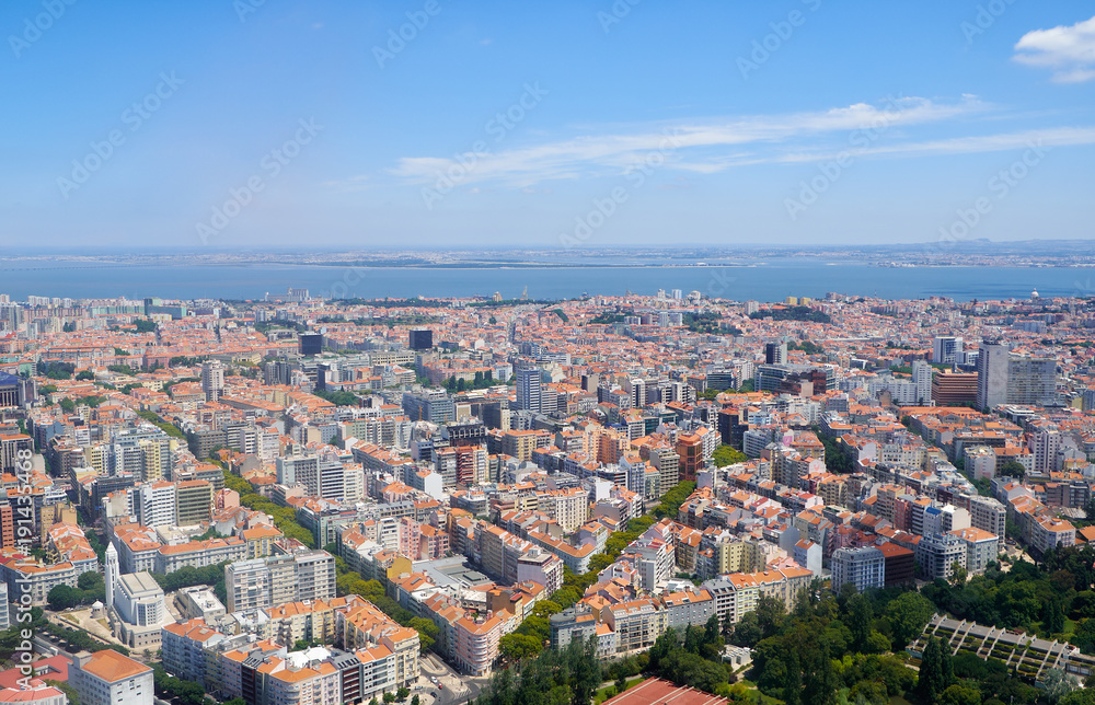 The bird's eye view of the central Lisbon. Portugal
