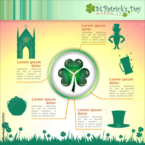 Abstrackt of St.Patrick's Day with St.Patrick's Day Icon Inforgraphic, Vector and Illustration, EPS 10.
