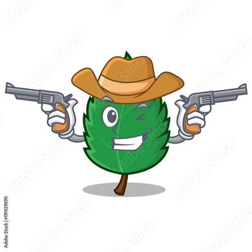 Cowboy mint leaves character cartoon