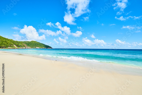Fototapeta Naklejka Na Ścianę i Meble -  Beach Police Bay (white sand and turquoise sea) , Mahe, Seychelles