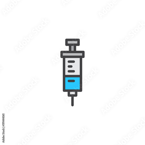 Syringe filled outline icon, line vector sign, linear colorful pictogram isolated on white. Medical injection symbol, logo illustration. Pixel perfect vector graphics