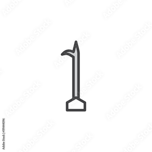 Pike pole filled outline icon, line vector sign, linear colorful pictogram isolated on white. Fireman hook tool symbol, logo illustration. Pixel perfect vector graphics