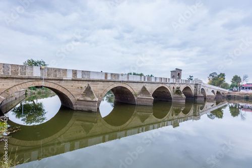 Meric Bridge on Meric River in Edirne, Turkey