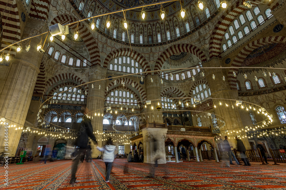 Interior view of Selimiye Mosque in Edirne, Turkey