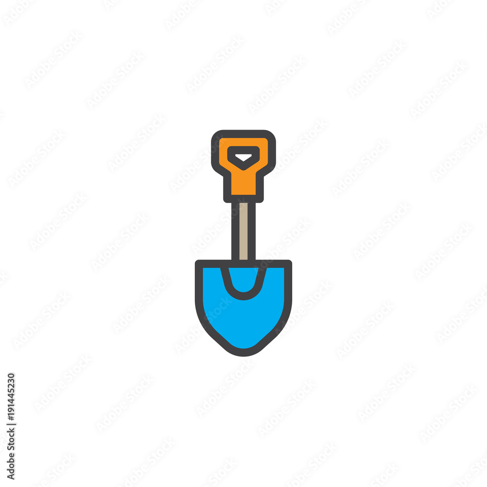 Firefighter shovel filled outline icon, line vector sign, linear colorful pictogram isolated on white. Symbol, logo illustration. Pixel perfect vector graphics Firefighter shovel filled outline icon, line vector sign, linear colorful pictogram isolated on white. Symbol, logo illustration. Pixel perfect vector graphics