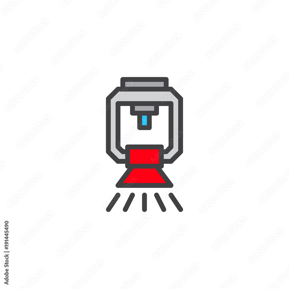Sprinkler filled outline icon, line vector sign, linear colorful pictogram isolated on white. Fire extinguishing symbol, logo illustration. Pixel perfect vector graphics Sprinkler filled outline icon, line vector sign, linear colorful pictogram isolated on white. Fire extinguishing symbol, logo illustration. Pixel perfect vector graphics