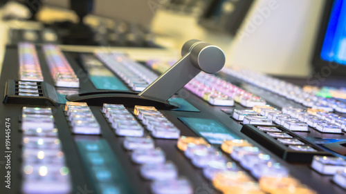 TV broadcasting, Video switch of Television Broadcast, working with video and audio mixer, control broadcasts in recording studio.