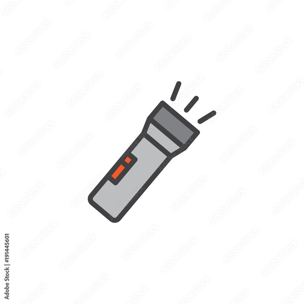 Flashlight filled outline icon, line vector sign, linear colorful pictogram isolated on white. Symbol, logo illustration. Pixel perfect vector graphics Flashlight filled outline icon, line vector sign, linear colorful pictogram isolated on white. Symbol, logo illustration. Pixel perfect vector graphics