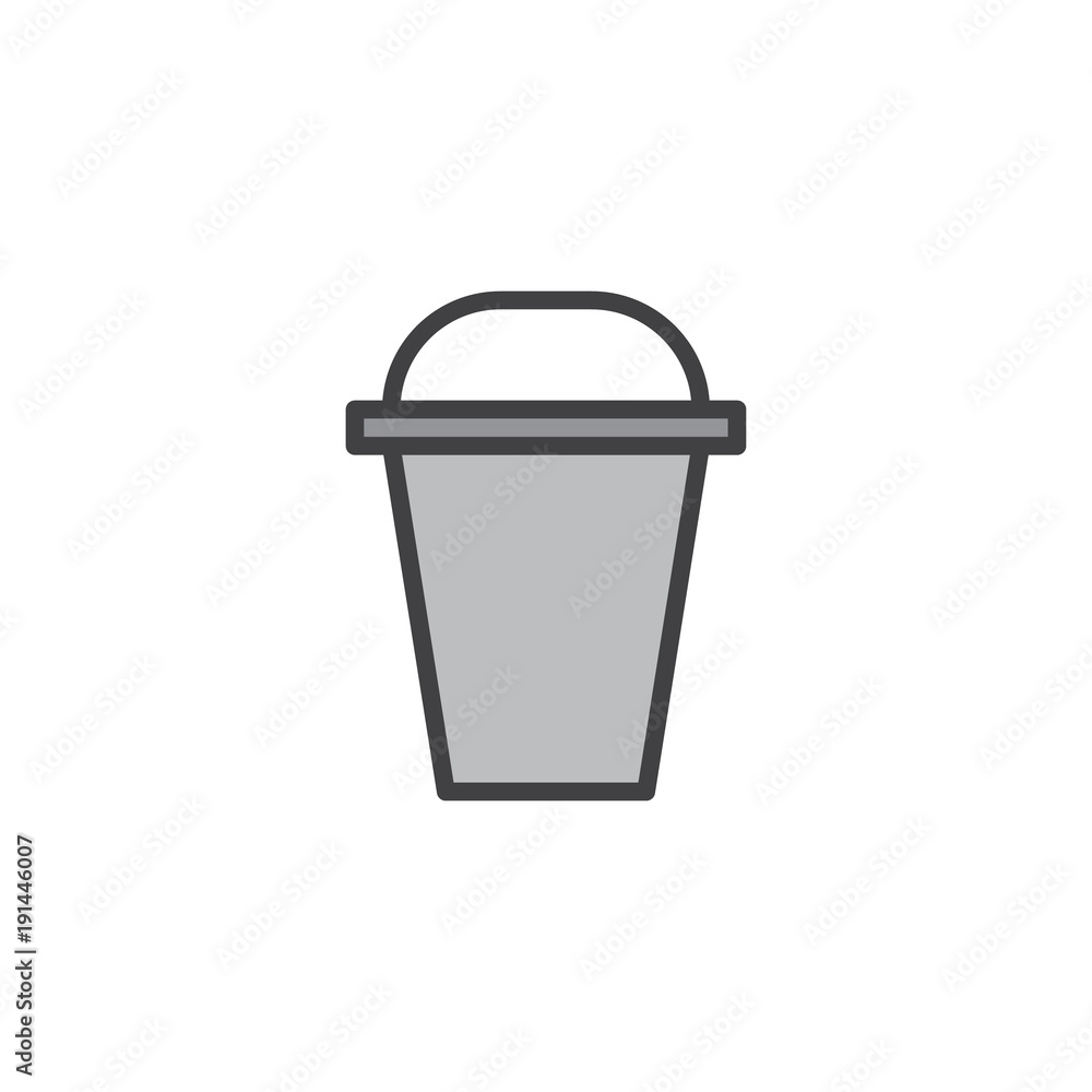 Bucket filled outline icon, line vector sign, linear colorful pictogram isolated on white. Symbol, logo illustration. Pixel perfect vector graphics Bucket filled outline icon, line vector sign, linear colorful pictogram isolated on white. Symbol, logo illustration. Pixel perfect vector graphics