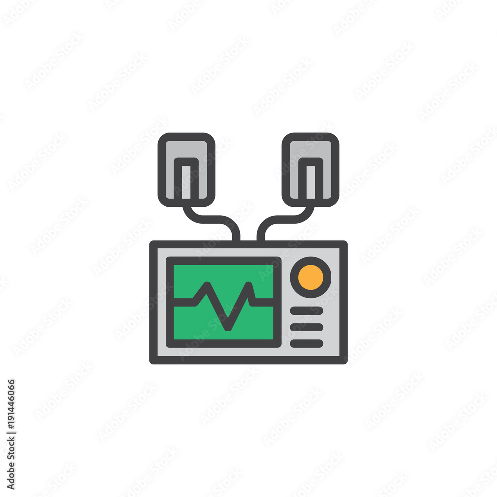 Automated external defibrillator filled outline icon, line vector sign, linear colorful pictogram isolated on white. AED symbol, logo illustration. Pixel perfect vector graphics Automated external defibrillator filled outline icon, line vector sign, linear colorful pictogram isolated on white. AED symbol, logo illustration. Pixel perfect vector graphics