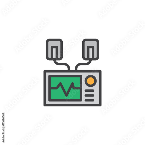 Automated external defibrillator filled outline icon, line vector sign, linear colorful pictogram isolated on white. AED symbol, logo illustration. Pixel perfect vector graphics