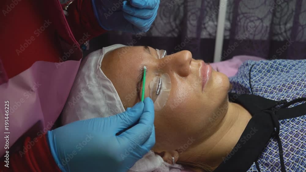 procedure in the beauty salon lamination of eyelashes and eyebrows