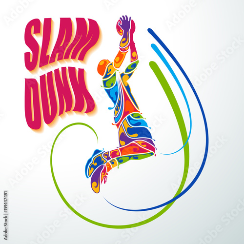 slam dunk silhouette splash basketball