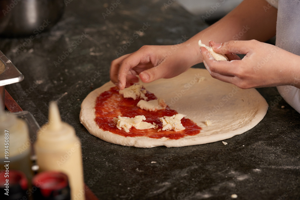 Making cheese pizza