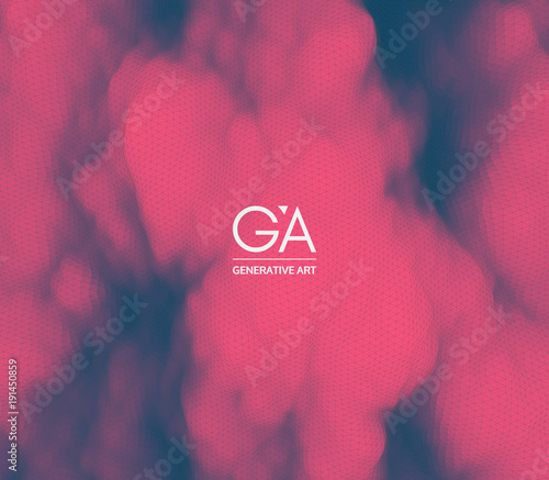 Fire and Smoke. Mosaic. 3d Perspective Grid Background Texture. Abstract Vector Illustration.
