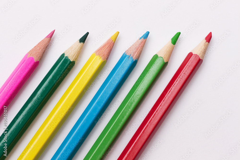 set of pencils of different colors for the drawing lesson